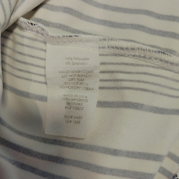 FOREVER 21 STRIPED CROP TOP WITH TIE FRONT, WHITE W/ NAVY STRIPES L - Picture 6 of 6